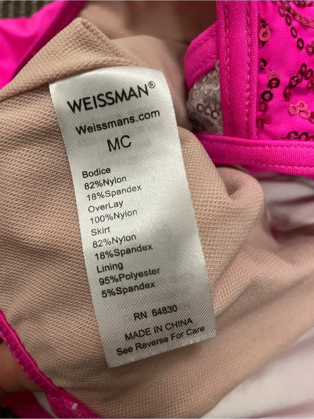 Weissman Hot Pink Dance Costume